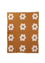 Knit Floral Baby Blanket - Mustard