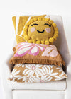 Smiley Sun Face Pom Pillow