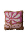 Tufted Flower Fringe Pillow - Pink & Mustard