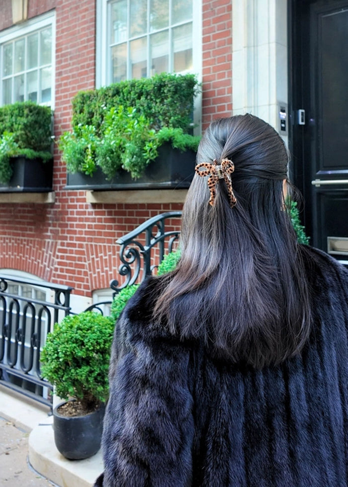 Coquette Bow Hair Claw - Leopard