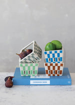 Check Stoneware Berry Basket