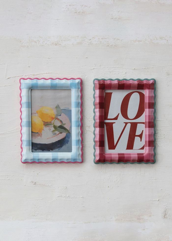 Scalloped Plaid Picture Frame
