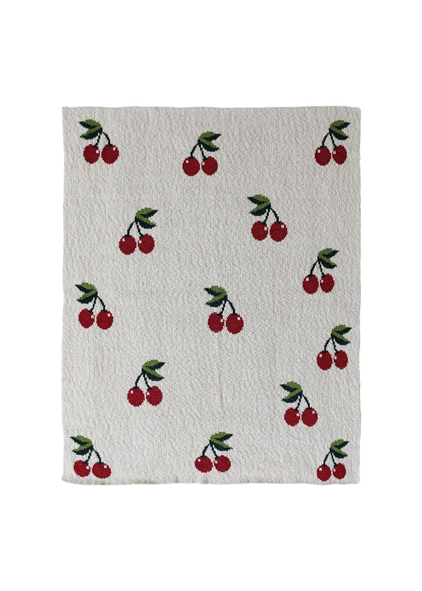 Knit Baby Blanket - Cherries