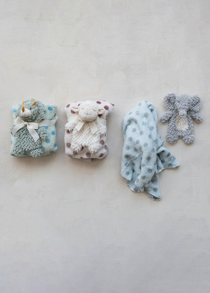 Polka Dot Baby Blanket & Plushie Set