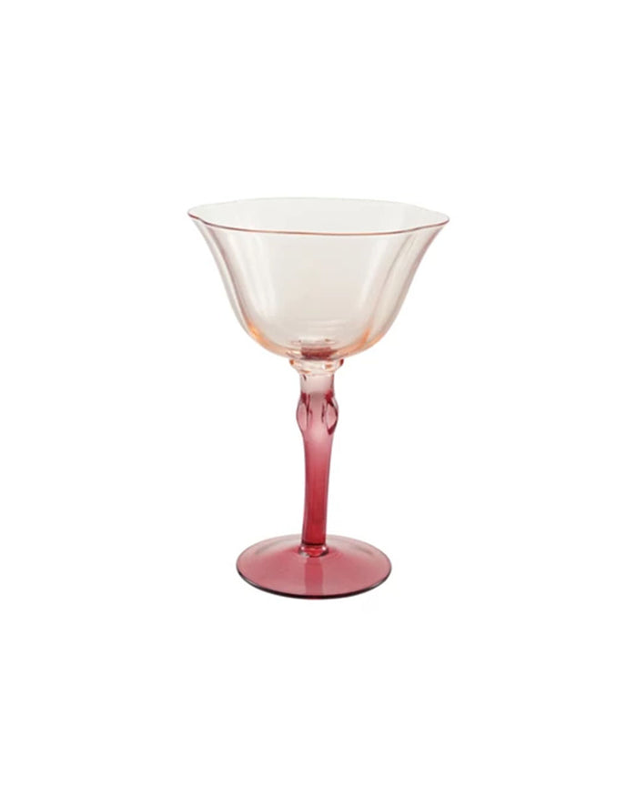 Two-Tone Stemmed Coupe Glass - Blush & Red