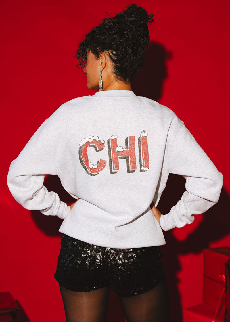 Greetings (Dibs) From Chi Crewneck Sweatshirt - Heather Grey