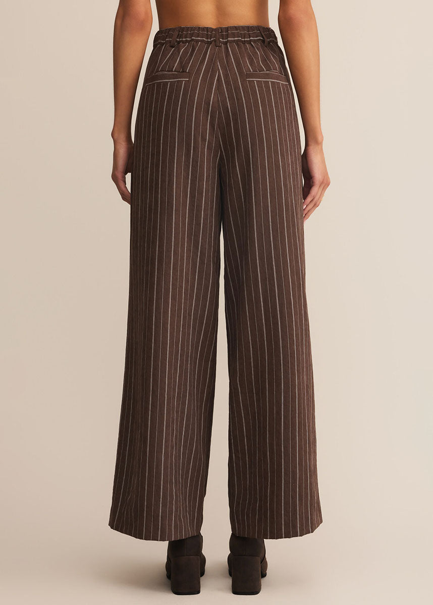 Alma Pinstripe Wide Leg Pant - Chocolate Cherry