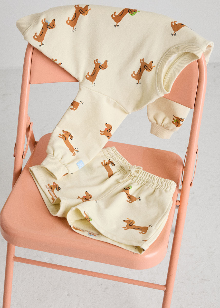 Wiener Dog Terry Oversized Sweatshort Set