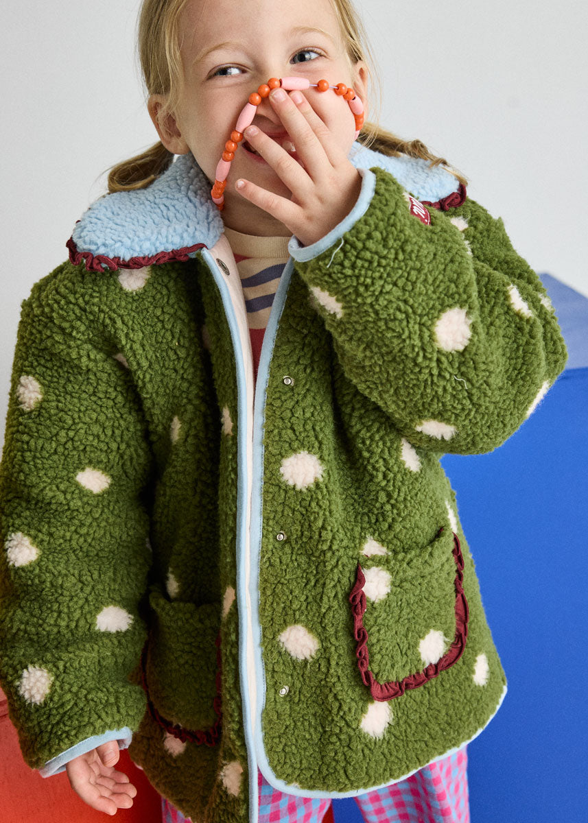 Polka Dot Printed Fleece Jacket