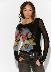 Lilly Printed Mesh Long Sleeve - Black Combo
