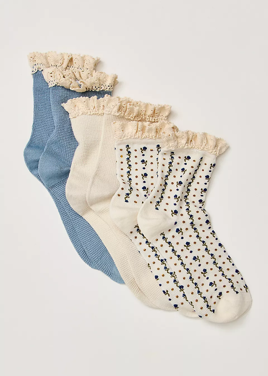 Ruffle Socks (3-Pack) - Blue