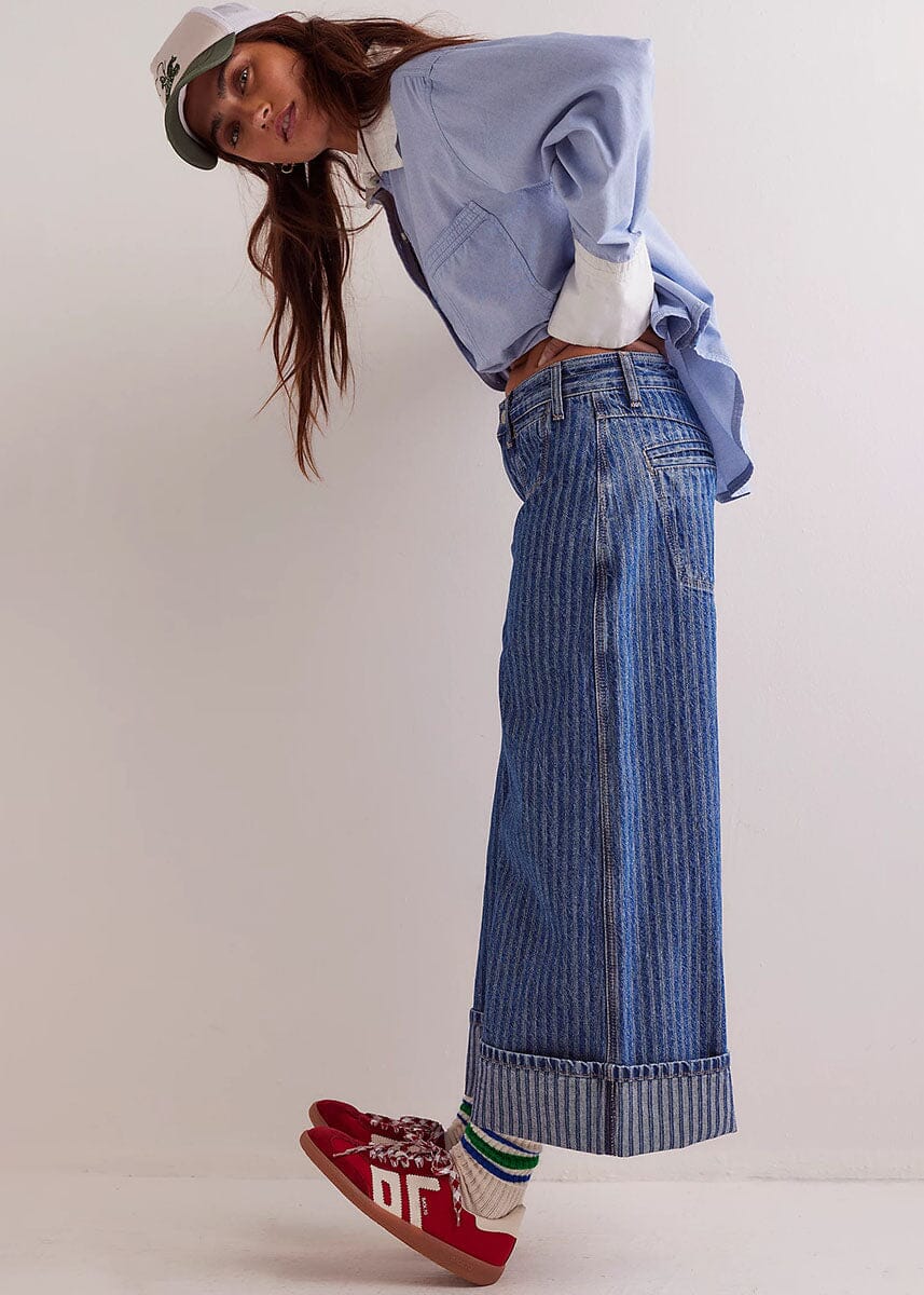 Brette Cropped Wide Leg Jeans - Bittersweet Blue