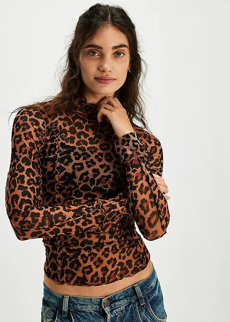 Charlie Printed Mesh Top - Cats Meow