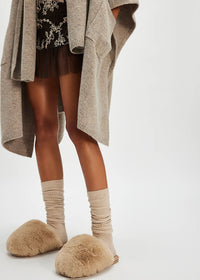 Snowball Slipper - Taupe Faux Fur