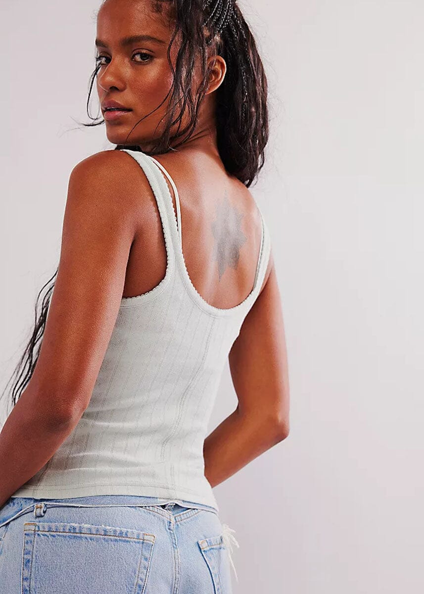 End Game Pointelle Tank - Pale Aqua