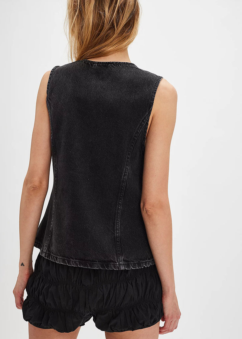 Aimee Denim Vest - Black
