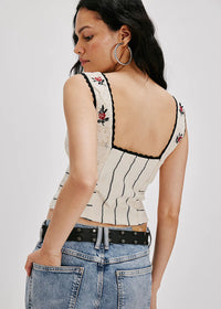 Rose Bud Knit Top - Ivory Combo