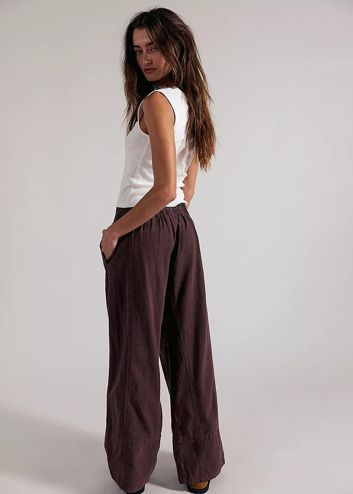 Days End Linen Pull On Pant - Double Espresso