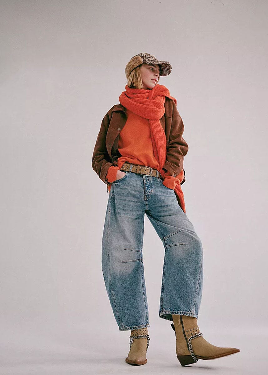Good Luck Mid Rise Barrel Jeans - Ultra Light Beam