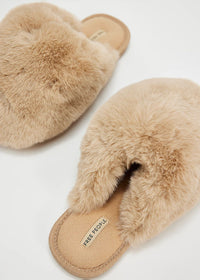 Snowball Slipper - Taupe Faux Fur