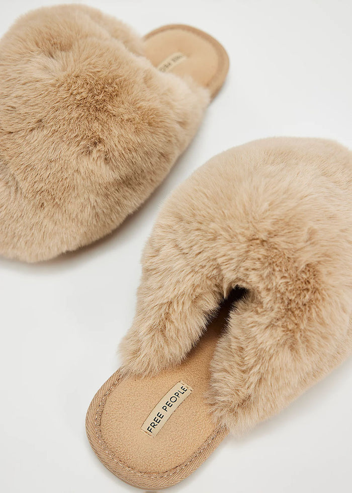 Snowball Slipper - Taupe Faux Fur