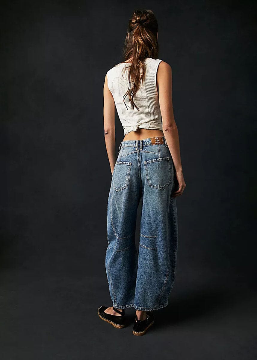 Good Luck Mid Rise Barrel Jeans - Ultra Light Beam