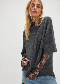 Margot Sweater Tee - Charcoal Heather