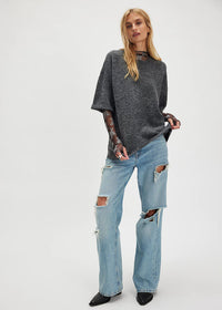 Margot Sweater Tee - Charcoal Heather