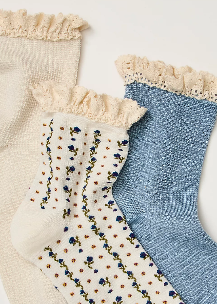 Ruffle Socks (3-Pack) - Blue