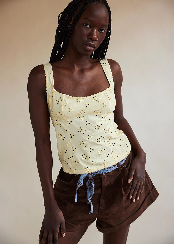 Full Bloom Eyelet Cami - Banana Cream