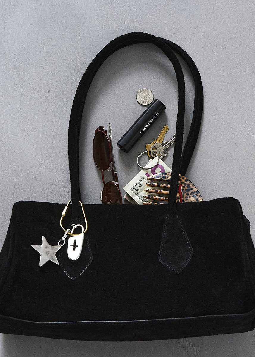 Sierra Suede Shoulder Bag - Black