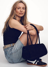 Sierra Suede Shoulder Bag - Black