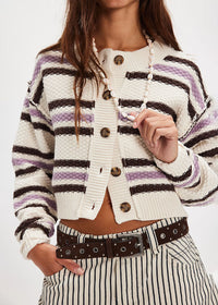 Lila Stripe Cardi - Ivory Combo