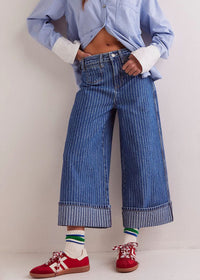 Brette Cropped Wide Leg Jeans - Bittersweet Blue