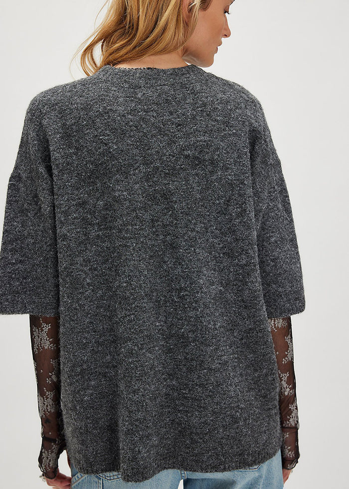 Margot Sweater Tee - Charcoal Heather