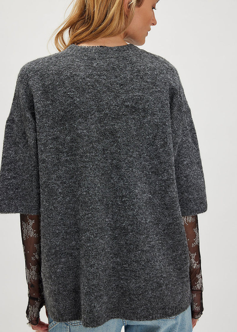 Margot Sweater Tee - Charcoal Heather