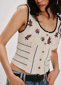 Rose Bud Knit Top - Ivory Combo