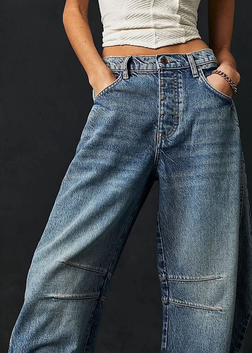 Good Luck Mid Rise Barrel Jeans - Ultra Light Beam