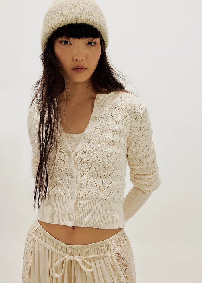 Pretty In Pointelle Cardi - Ivory