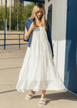 Helena Tie Strap Woven Dress - Blanc