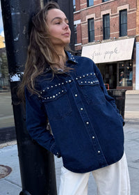 Sasha Studded Denim Jacket - Indigo