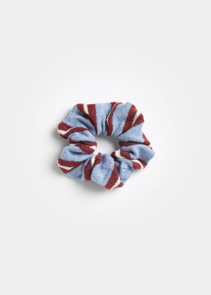 Knit Varsity Stripe Scrunchie - Dusty Blue