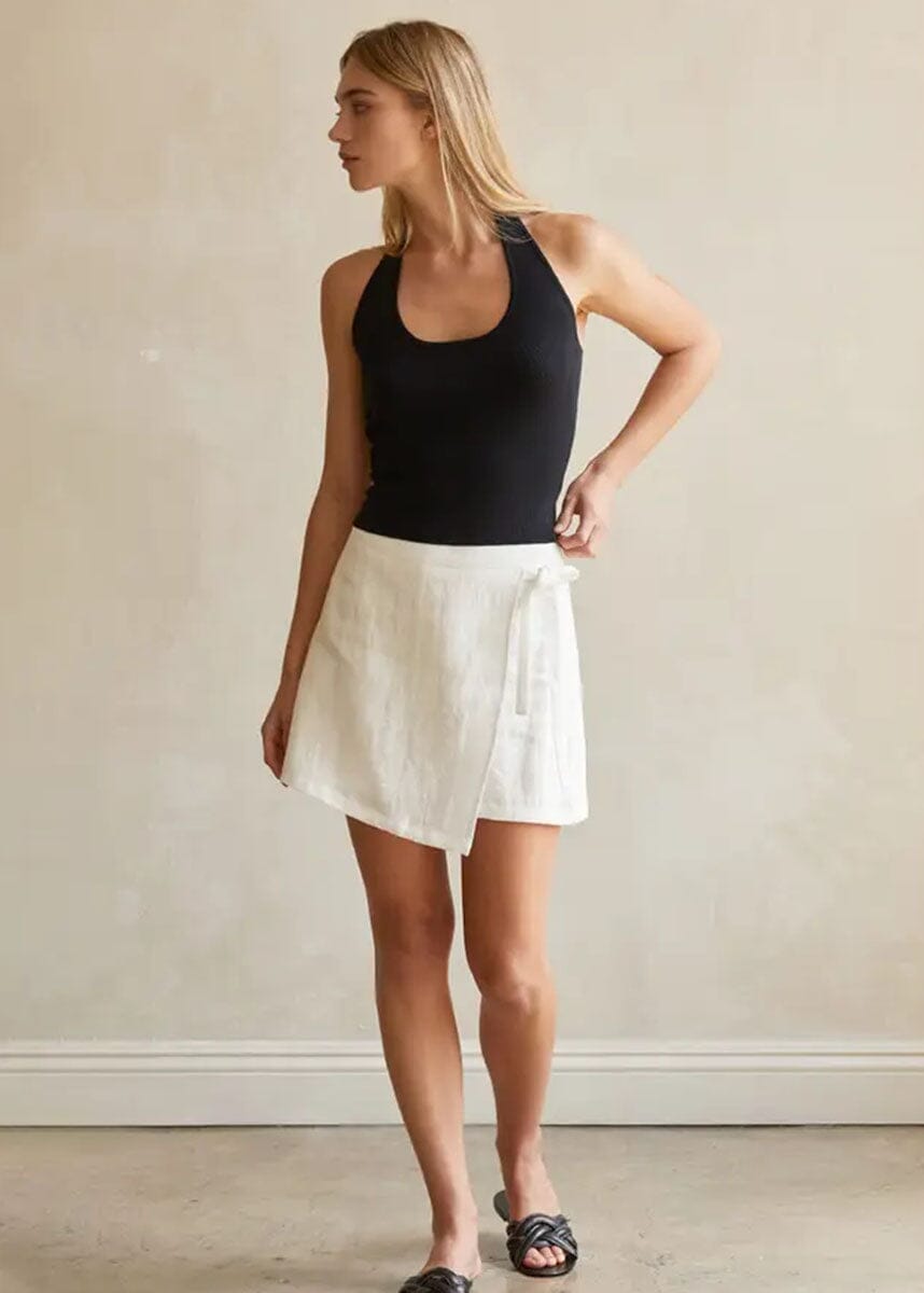 Adelle Wrap Mini Skort - White