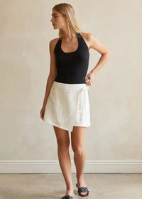 Adelle Wrap Mini Skort - White