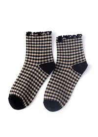 Frill Check Plaid Ankle Socks