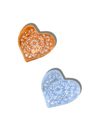 Paisley Heart Claw Clip - Blue