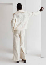 Mary-Ann Front Zip Chunky Cable Knit - Ivory