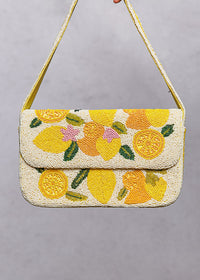 Summer Beaded Lemon Shoulder Bag - Ivory