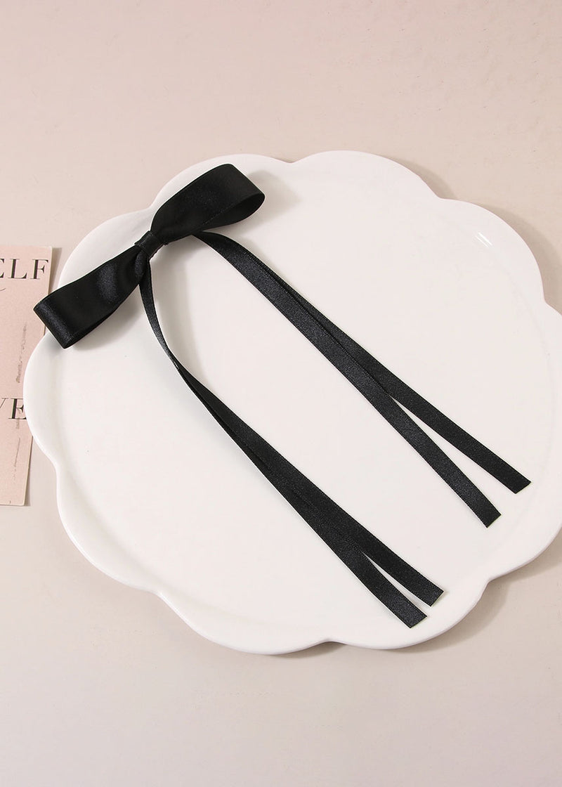 Long Ribbon Bow Clip - Black