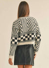 Cass Checkerboard Knit Sweater - Black & White